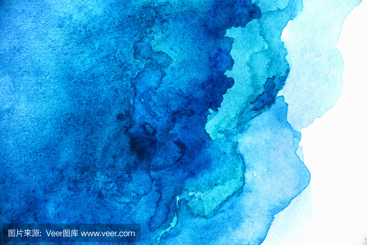 空白抽象淺藍色水彩背景孤立在白色